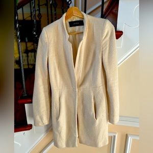Zara basic coat, cream colored, size XS